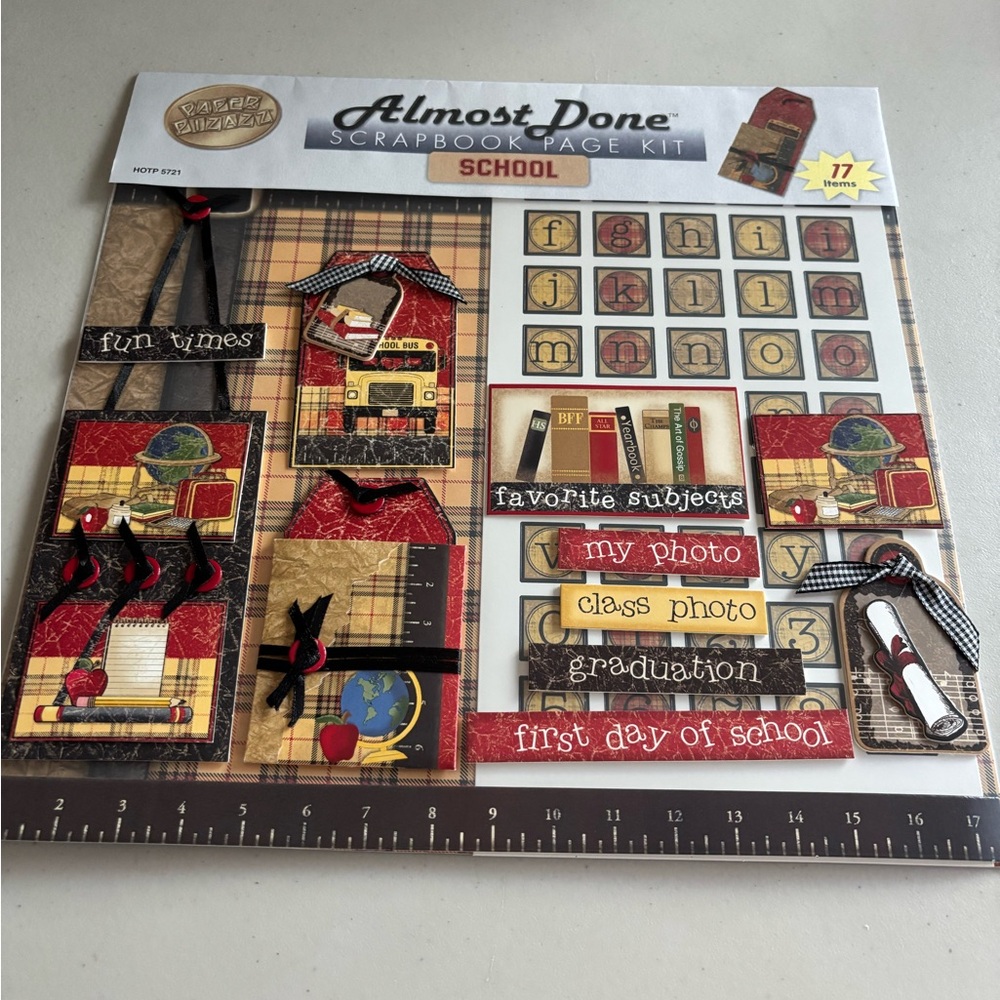 School Scrapbook Page Kit - Red, Black, Gold